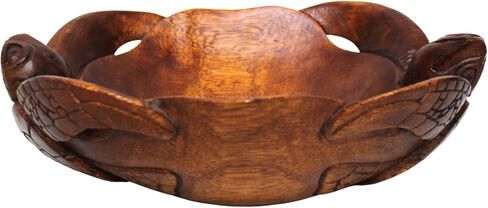 وعاء سلحفاة مزدوج مصنوع يدويًا من WorldBazzar، منحوت يدويًا من خشب الماهوجني لديكور المطبخ البحري in Kuwait