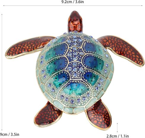 Tyenaza Rhinestone Turtles Jewelry Box, Storage Space Rustproof Bright Color Shiny Sea Turtles Ornament for Home Decor Gifts in Saudi Arabia