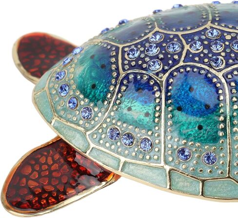Tyenaza Rhinestone Turtles Jewelry Box, Storage Space Rustproof Bright Color Shiny Sea Turtles Ornament for Home Decor Gifts in Saudi Arabia
