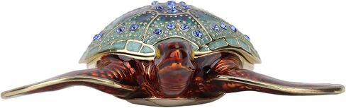 Tyenaza Rhinestone Turtles Jewelry Box, Storage Space Rustproof Bright Color Shiny Sea Turtles Ornament for Home Decor Gifts in Saudi Arabia