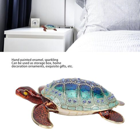 Tyenaza Rhinestone Turtles Jewelry Box, Storage Space Rustproof Bright Color Shiny Sea Turtles Ornament for Home Decor Gifts in Saudi Arabia