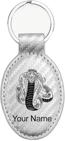 LaserGram Oval Keychain, Cobra Snake, Personalized Engraving Included in Saudi Arabia