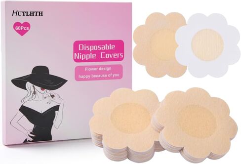 60 Pcs Disposable Nipple Covers,Nipple Covers for Women,Upgrade ultra-thin invisible nipple patches and breast pads,Pasties, Petals Nipple Covers（skin color） in Saudi Arabia
