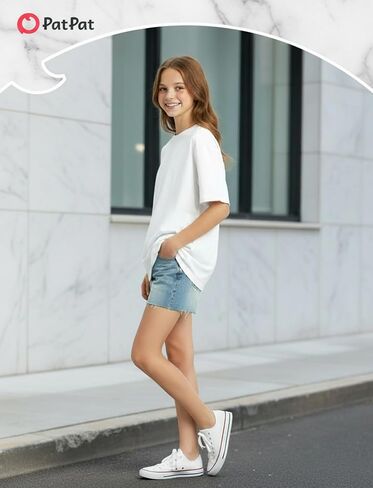 PATPAT Girls Oversized T Shirts 6-16 Years Crew Neck Short Sleeve Loose Fit Baggy Tops Summer Casual Basic Tees in Saudi Arabia