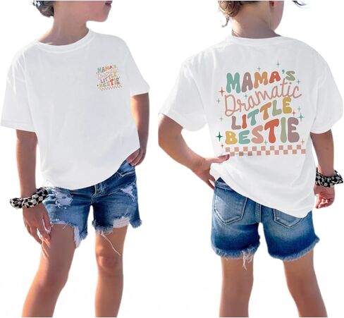 Mama's Dramatic Little Bestie Shirts for Girls Best Friend Besties Shirt Cute Graphic Tees Kid Cotton Casual Tops in Saudi Arabia