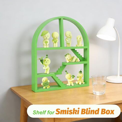 رف عرض أخضر متوافق مع شخصيات Smiski Mini، حامل منظم لصندوق Smiski Blind Box المتوهج في الظلام، رف تخزين مزخرف لـ Smiski Hippers، 11.8 × 9.4 بوصة in Kuwait