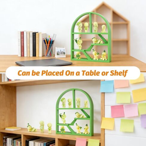 رف عرض أخضر متوافق مع شخصيات Smiski Mini، حامل منظم لصندوق Smiski Blind Box المتوهج في الظلام، رف تخزين مزخرف لـ Smiski Hippers، 11.8 × 9.4 بوصة in Kuwait