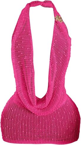 SOLY HUX Women's Halter Mesh Mini Dress Sexy Deep V Neck Draped Sleeveless Backless Bodycon Vacation Club Party Dresses in Saudi Arabia