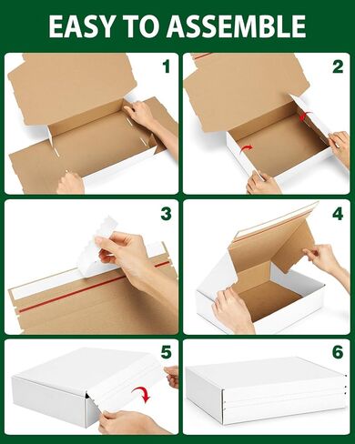 صناديق الشحن مقاس 11 × 8 × 2 بوصة: 25 علبة من الورق المقوى ذاتية الغلق للتغليف، صناديق شحن بيضاء للتغليف للشركات الصغيرة، صناديق بريد مموجة لأحذية الكتب وإرسال الهدايا in Kuwait