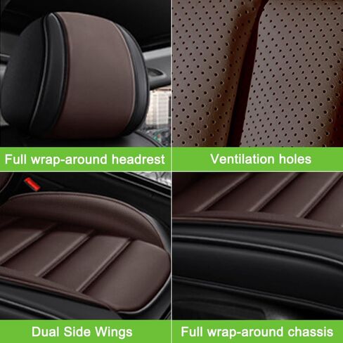 أغطية مقاعد جلد نابا لسيارة Subaru Outback 2006-2024، أغطية مقاعد السيارة مجموعة كاملة، واقيات مقاعد مقاومة للماء، أغطية مقاعد السيارات، مقاعد داخلية قابلة للتنفس غير قابلة للانزلاق للسيارات (أسود وقهوة) in Kuwait