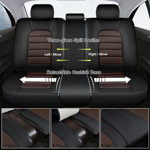 أغطية مقاعد جلد نابا لسيارة Subaru Outback 2006-2024، أغطية مقاعد السيارة مجموعة كاملة، واقيات مقاعد مقاومة للماء، أغطية مقاعد السيارات، مقاعد داخلية قابلة للتنفس غير قابلة للانزلاق للسيارات (أسود وقهوة) in Kuwait