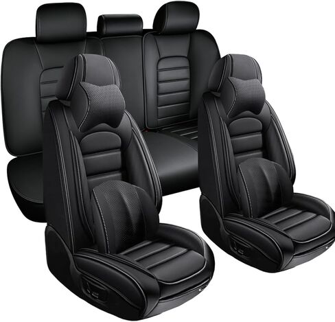 أغطية مقاعد جلد نابا لسيارة Subaru Outback 2006-2024، أغطية مقاعد السيارة مجموعة كاملة، واقيات مقاعد مقاومة للماء، أغطية مقاعد السيارات، مقاعد داخلية قابلة للتنفس غير قابلة للانزلاق للسيارات (أسود وقهوة) in Kuwait