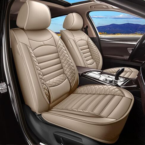 Seat Cover Fit for Volkswagen Tiguan 2009-2025 2026 Car Seat Covers Front 2 Row 5 Seats Waterproof Faux Leather Car Seat Cushion Protector Compatible Airbag (Black) in Saudi Arabia