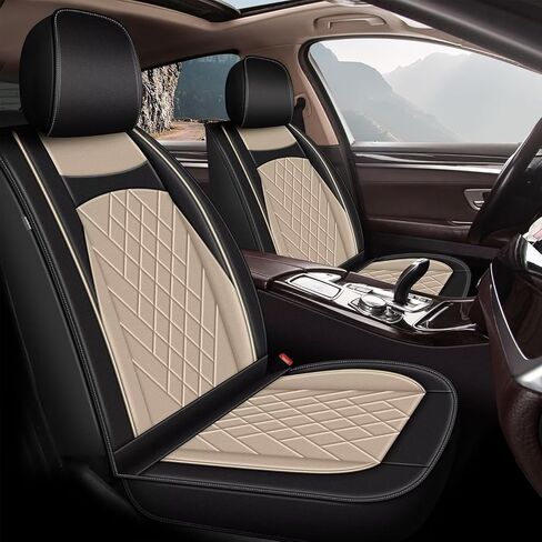 Seat Cover Fit for Volkswagen Tiguan 2009-2025 2026 Car Seat Covers Front 2 Row 5 Seats Waterproof Faux Leather Car Seat Cushion Protector Compatible Airbag (Black) in Saudi Arabia