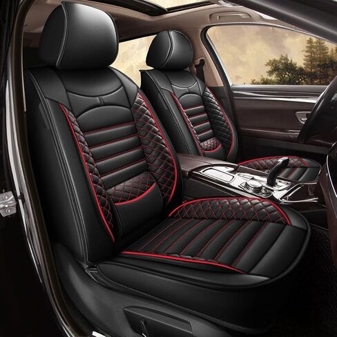 Seat Cover Fit for Volkswagen Tiguan 2009-2025 2026 Car Seat Covers Front 2 Row 5 Seats Waterproof Faux Leather Car Seat Cushion Protector Compatible Airbag (Black) in Saudi Arabia