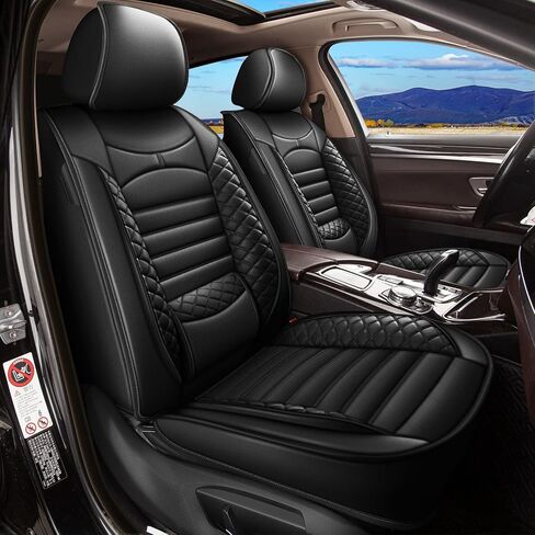 Seat Cover Fit for Volkswagen Tiguan 2009-2025 2026 Car Seat Covers Front 2 Row 5 Seats Waterproof Faux Leather Car Seat Cushion Protector Compatible Airbag (Black) in Saudi Arabia