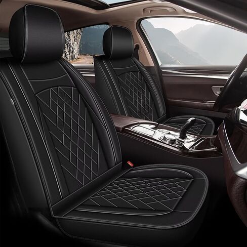 Seat Cover Fit for Volkswagen Tiguan 2009-2025 2026 Car Seat Covers Front 2 Row 5 Seats Waterproof Faux Leather Car Seat Cushion Protector Compatible Airbag (Black) in Saudi Arabia