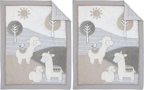 NoJo Mama's Little Llama Grey, White and Charcoal 4 Piece Nursery Crib Bedding Set - Comforter, Crib Sheet, Dust Ruffle and Nursery Organizer in Saudi Arabia