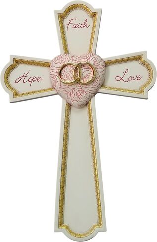Grace4Joy Wedding Wall Cross, 10 Inches Marriage Prayer Cross Decor Vow Renewal Gifts, Hand Painted Faith Hope Love Wall Decor Religious Wedding Gifts for Couples in Saudi Arabia