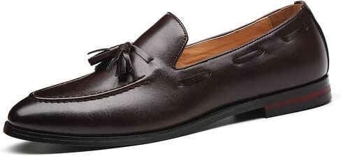 Santimon Mens Fashion Loafers Leather Casual Tassel Slip on Driving Flats Dress Shoes Black Brown in Saudi Arabia