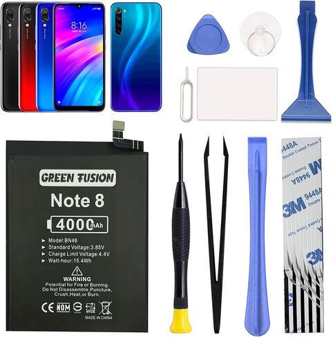 for Redmi Note 8 Pro Replacement Battery, BM4J Battery for Redmi Note 8 Pro 4500mAh, with Installation Instruction & Repair Toolkit in Saudi Arabia