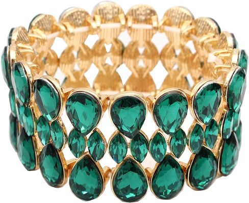 سوار QLLYHLH نسائي على شكل دمعة قابل للتمدد من الكريستال النمساوي لإكسسوارات حفلات وصيفات العروس لحفلات الزفاف in Kuwait