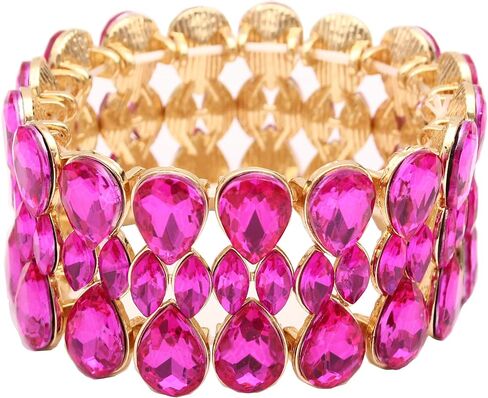 QLLYHLH Women’s Teardrop Stretch Bangle Bracelet Austrian Crystal Brides Bridesmaid Party Accessories for wedding in Saudi Arabia