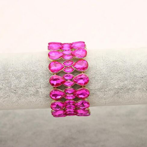 QLLYHLH Women’s Teardrop Stretch Bangle Bracelet Austrian Crystal Brides Bridesmaid Party Accessories for wedding in Saudi Arabia