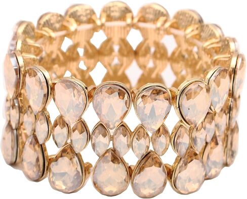 QLLYHLH Women’s Teardrop Stretch Bangle Bracelet Austrian Crystal Brides Bridesmaid Party Accessories for wedding in Saudi Arabia