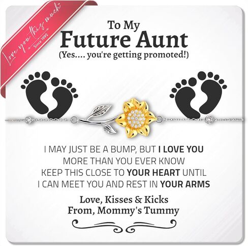 Love You This Much Sentimental Aunt to Be .925 Sterling Silver Jewelry, Adjustable 16-19", Auntie Pregnancy Announcement to Sister, Promoted to Auntie, Soon to Be Aunt in Saudi Arabia