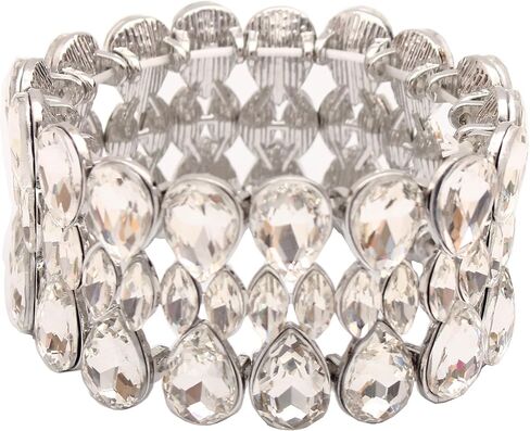 QLLYHLH Women’s Teardrop Stretch Bangle Bracelet Austrian Crystal Brides Bridesmaid Party Accessories for wedding in Saudi Arabia