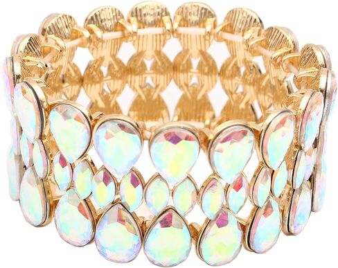 QLLYHLH Women’s Teardrop Stretch Bangle Bracelet Austrian Crystal Brides Bridesmaid Party Accessories for wedding in Saudi Arabia