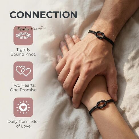 Matching Couple Bracelets, Adjustable Forever Knot & Pinky Promise for Couples Gifts, Spring Easter Gifts & Daily Wear Accessories,Long Distance Relationship Bracelets in Saudi Arabia