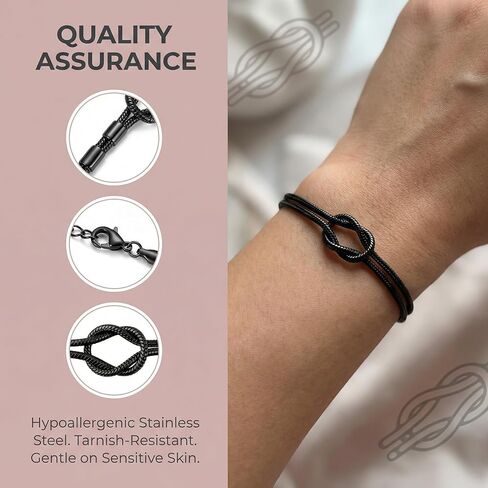 Matching Couple Bracelets, Adjustable Forever Knot & Pinky Promise for Couples Gifts, Spring Easter Gifts & Daily Wear Accessories,Long Distance Relationship Bracelets in Saudi Arabia