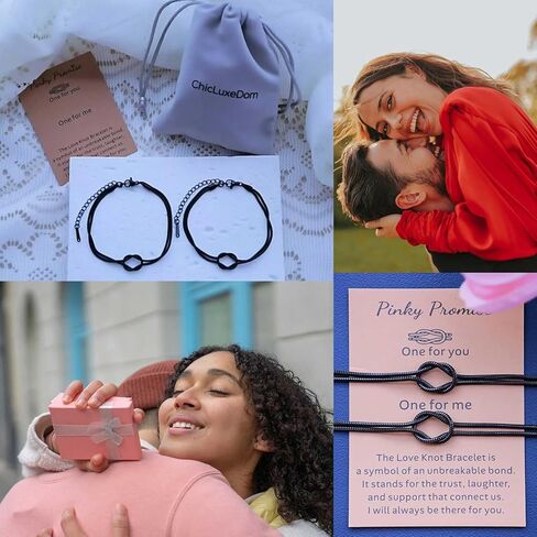 Matching Couple Bracelets, Adjustable Forever Knot & Pinky Promise for Couples Gifts, Spring Easter Gifts & Daily Wear Accessories,Long Distance Relationship Bracelets in Saudi Arabia