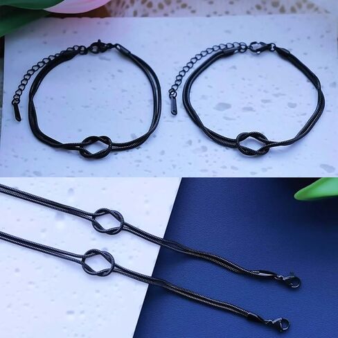 Matching Couple Bracelets, Adjustable Forever Knot & Pinky Promise for Couples Gifts, Spring Easter Gifts & Daily Wear Accessories,Long Distance Relationship Bracelets in Saudi Arabia