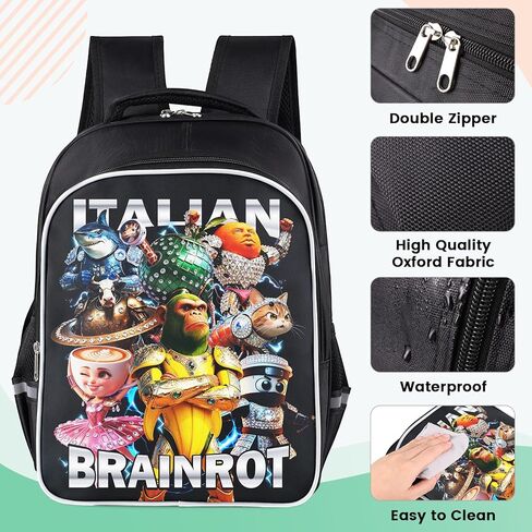 Italian Brainrot Backpack, Brainrot Backpack, Universal Large Capacity Durable Backpacks, Casual Daypack Backpacks,Travel Lightweight Daypack in Kuwait