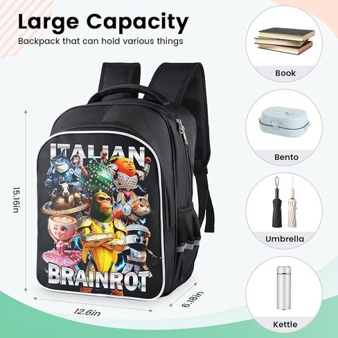 Italian Brainrot Backpack, Brainrot Backpack, Universal Large Capacity Durable Backpacks, Casual Daypack Backpacks,Travel Lightweight Daypack in Kuwait