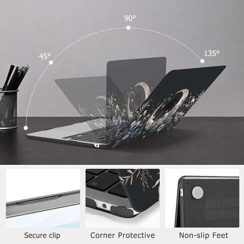 حافظة MOSISO متوافقة مع جهاز MacBook Air 13 بوصة 2026 2025 2024-2022 M4 A3240 M3 A3113 M2 A2681، غطاء صلب من البلاستيك وغطاء لوحة مفاتيح وطبقة شاشة لجهاز MacBook Air 13.6 بوصة، قمر غامض وزهور in Saudi Arabia
