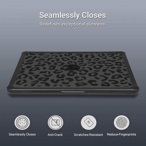 حافظة صلبة مقاومة للصدمات من MOSISO متوافقة مع MacBook Air 15 بوصة M5 2026 M4 M3 M2 2025-2023 A3448 A3241 A3114 A2941، مجموعة 3 في 1 هيكل صلب مضاد للكسر من جلد الفهد مع ممتص للصدمات من مادة TPU، أسود in Kuwait