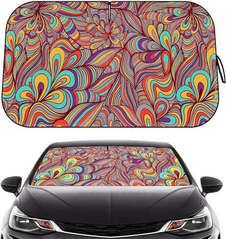 مظلة الشمس للزجاج الأمامي - مظلة للزجاج الأمامي للسيارة للحماية من الأشعة فوق البنفسجية وتقليل الحرارة 2025 واقي من الشمس للجزء الداخلي للسيارة (55 بوصة × 31.5 بوصة) in Kuwait