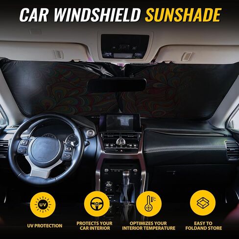 مظلة الشمس للزجاج الأمامي - مظلة للزجاج الأمامي للسيارة للحماية من الأشعة فوق البنفسجية وتقليل الحرارة 2025 واقي من الشمس للجزء الداخلي للسيارة (55 بوصة × 31.5 بوصة) in Kuwait