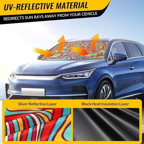 مظلة الشمس للزجاج الأمامي - مظلة للزجاج الأمامي للسيارة للحماية من الأشعة فوق البنفسجية وتقليل الحرارة 2025 واقي من الشمس للجزء الداخلي للسيارة (55 بوصة × 31.5 بوصة) in Kuwait