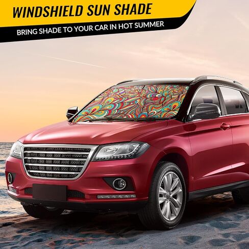 مظلة الشمس للزجاج الأمامي - مظلة للزجاج الأمامي للسيارة للحماية من الأشعة فوق البنفسجية وتقليل الحرارة 2025 واقي من الشمس للجزء الداخلي للسيارة (55 بوصة × 31.5 بوصة) in Kuwait