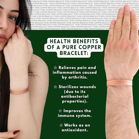سوار من النحاس النقي مصنوع يدويًا للنساء والرجال - سوار نحاسي سميك لتخفيف الآلام وتخفيف التوتر - أساور نحاسية منحوتة قابلة للتعديل لتناسب العديد من أحجام المعصم - السُمك الأكثر مثالية، بسمك 2 مم، سهل التشكيل. in Kuwait