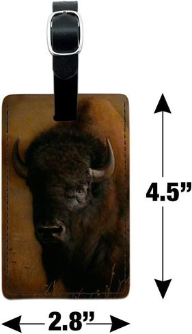 Bison Buffalo on The Praire Field بطاقة الأمتعة الجلدية المستطيلة التي يمكن حملها على بطاقة الهوية in Saudi Arabia