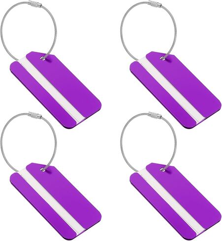 PATIKIL 4 Pcs Aluminum Luggage Tags, Suitcase Tags Identifiers Baggage Address Tags Travel ID Bag Labels for Business Trips Office Flying Hotel Check in Travel Accessories, Silver Tone in Saudi Arabia
