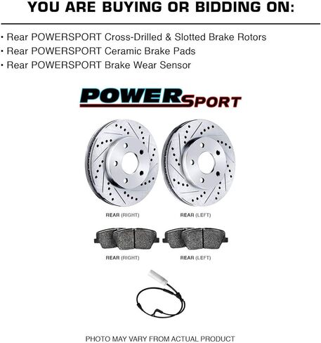 PowerSport Rear Brakes and Rotors Kit |Rear Brake Pads| Brake Rotors and Pads| Ceramic Brake Pads and Rotors - BLCR.34169.02 in Saudi Arabia