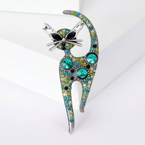 Shiny Rhinestone Vintage Cute Cat Design Brooch Pin for Women in Saudi Arabia