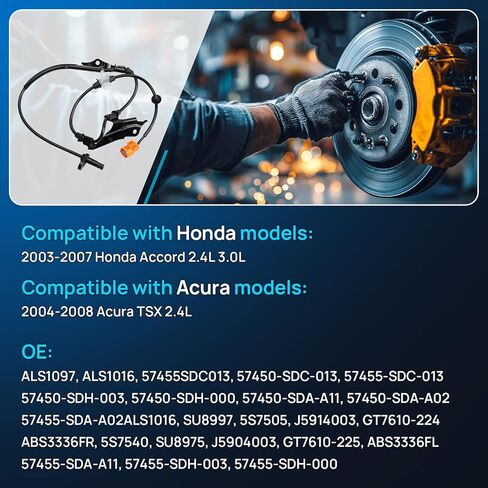 ABS Wheel Speed Sensor Front Left Right Fits for Honda Accord 2.4L 3.0L 2003 2004 2005 2006 2007, Acura TSX 2004-2008, Driver Passenger Side ABS Sensors, 2pcs, 57450-SDC-013 57455-SDC-013 in Saudi Arabia